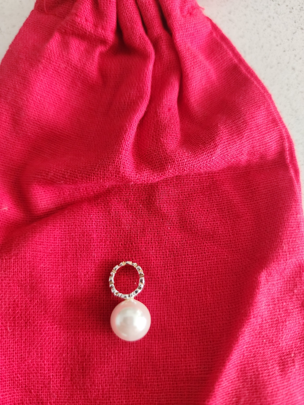 Silver Pearl Drop Pendant - Pink Pearl Accent